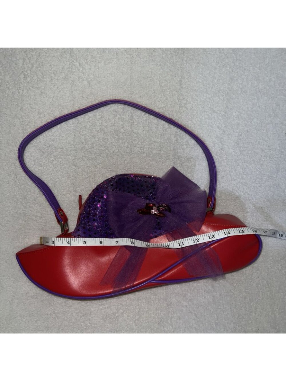 Red Hat Society 4 pc set tote shoulder bag toiletry hand Blk w/Red/Purple hats - Picture 8 of 16